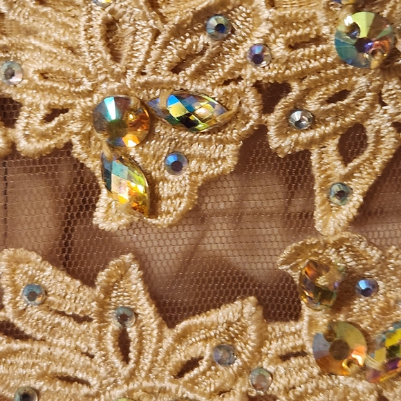 Formal dress color light gold with lace top/ designer Cindy USA, size XS - Picture 8 of 16